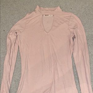 Pale Pink Key hole long sleeve blouse
